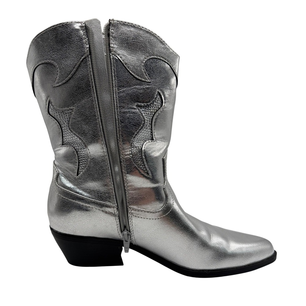 No Boundaries Western Boots Size 11 Metallic Silver Concert Festival Cowgirl